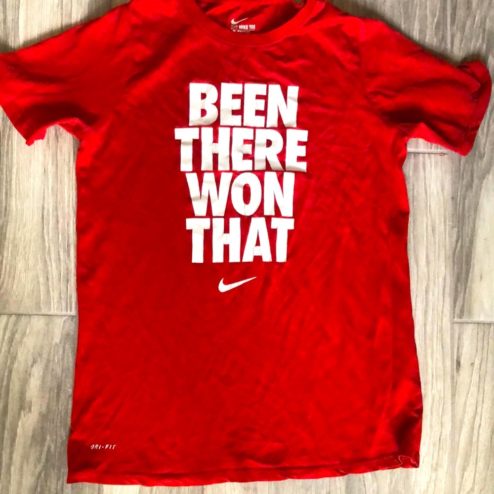 Nike Tee Red Boys L Athletic Cut Dry-Fit Good Condition!